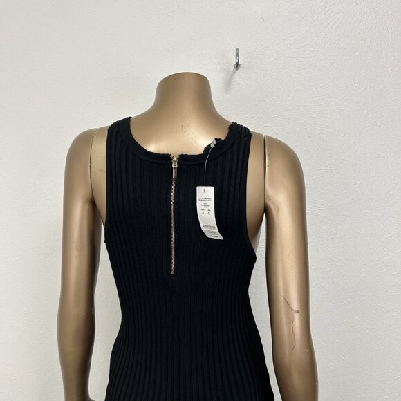 New Bebe Lindsey Halter Black Ribbed Bodycon Maxi Dress Size L Sleeveless - Picture 6 of 10